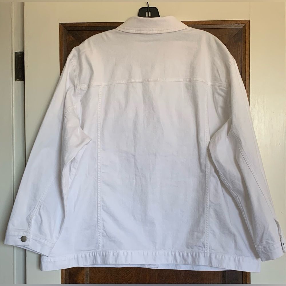 Eileen Fisher Garment-Dyed Organic Cotton Denim Jacket White 1X – Excellent - Picture 3 of 8